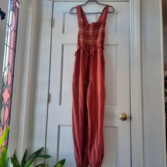 Free People Sienna Smocked Jumpsuit NWT Size Small - Picture 4 of 9